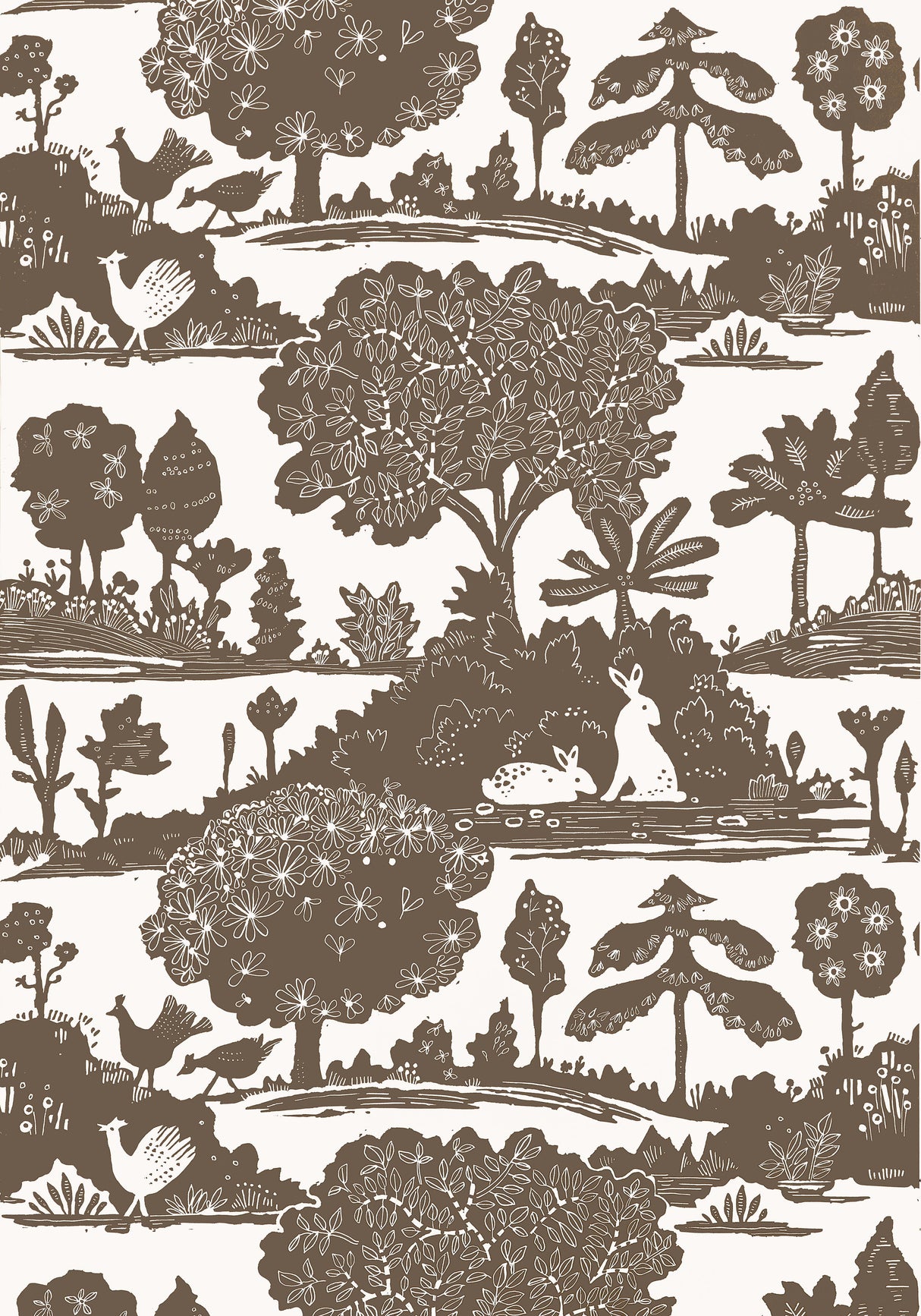 Thibaut La Foret Brown Wallpaper