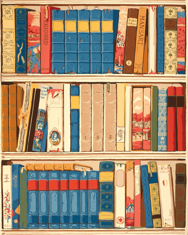 Brunschwig & Fils BIBLIOTHEQUE RED/BLUE Wallpaper
