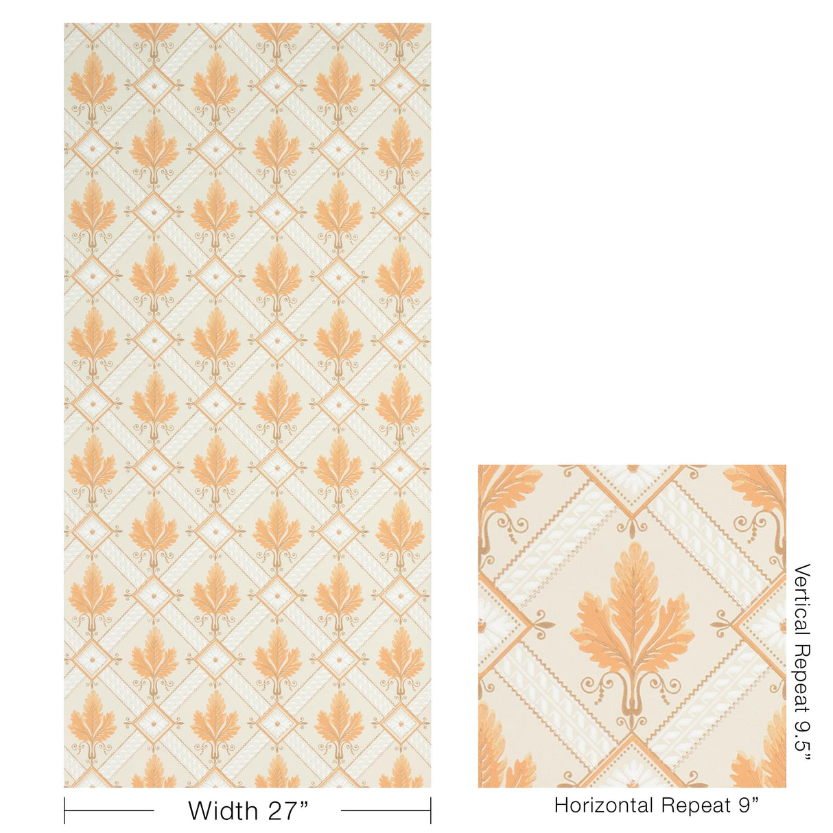Brunschwig & Fils LATROBE APRICOT Wallpaper