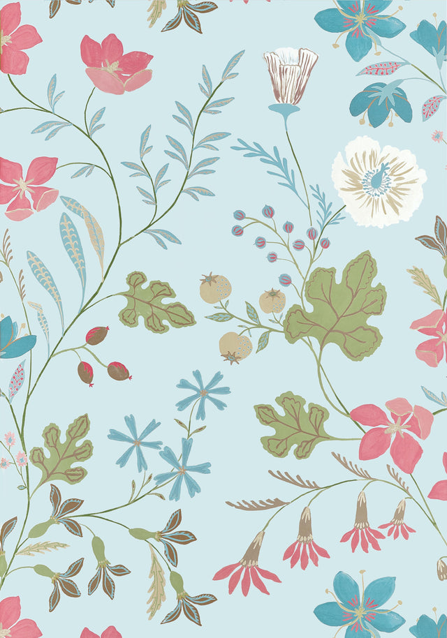 Thibaut Bloom Spa Blue Wallpaper