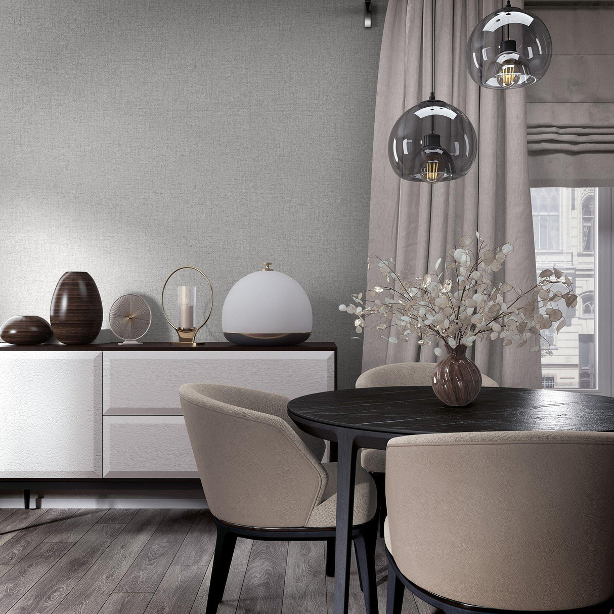 Galerie 35110 City Romance Plain Texture Grey Wallpaper 35110 Grey Wallpaper