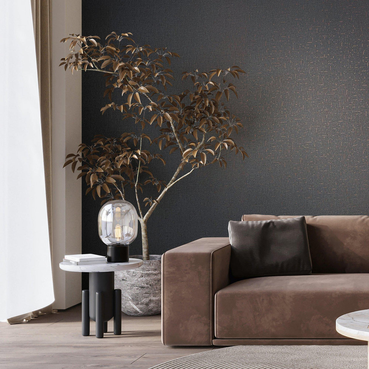 Galerie 35111 City Romance Plain Texture Black Wallpaper 35111 Black Wallpaper