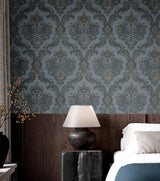 Galerie 35946 Ornamenta Floral Damask Blue Wallpaper 35946 Blue Wallpaper