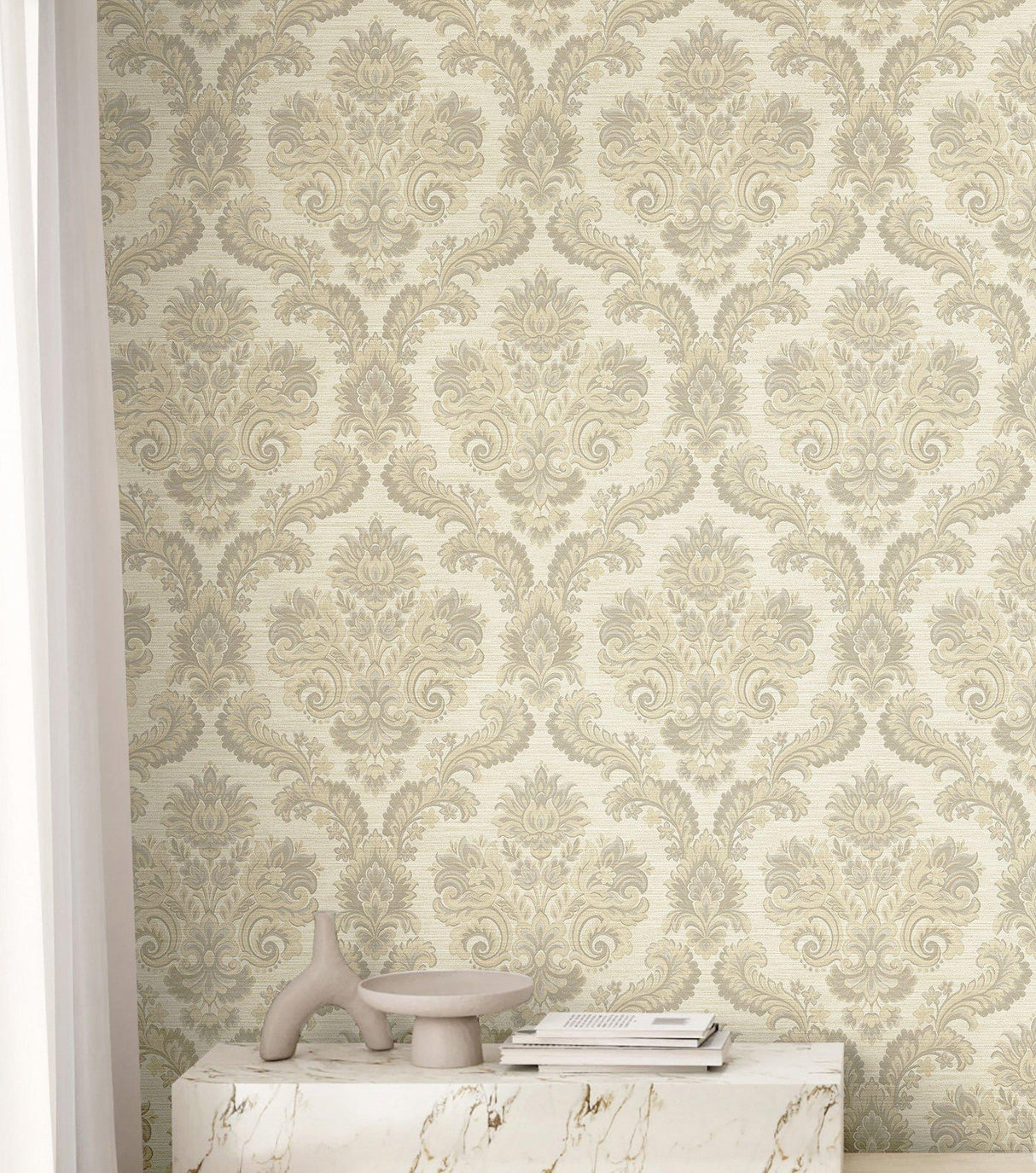Galerie 35947 Ornamenta Floral Damask Beige Wallpaper 35947 Beige Wallpaper