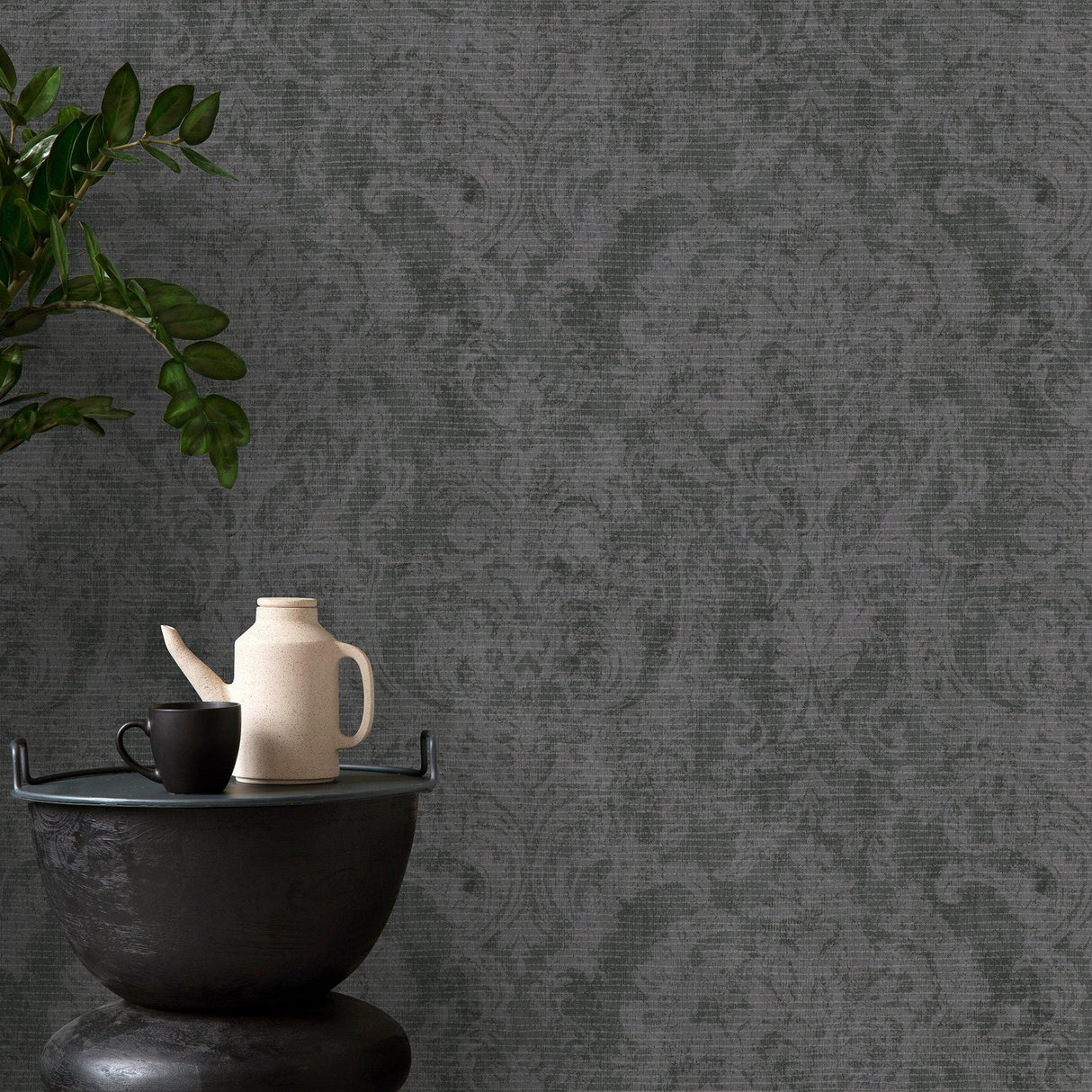 Galerie 81422 Cerra Damask Black Wallpaper 81422 Black Wallpaper