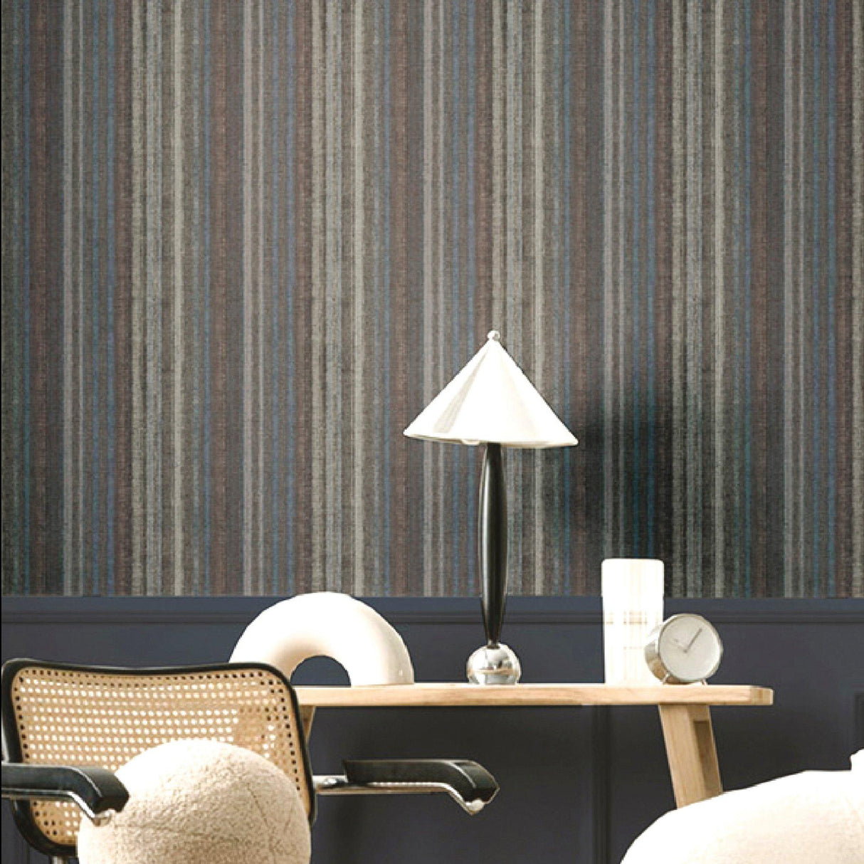 Galerie IT32456 Italian Textures 4 Stripe Blue Wallpaper IT32456 Blue Wallpaper
