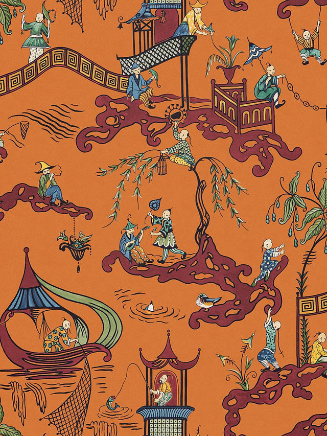 Scalamandre Ping - Wallcovering Pumpkin Port Wallpaper