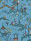 Scalamandre Ping - Wallcovering Cobalt Viridian Wallpaper