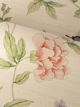 Scalamandre Luoyang Garden Sisal Aqua Carnation Wallpaper