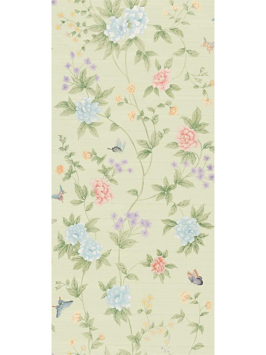 Scalamandre Luoyang Garden Sisal Mint Garden Wallpaper