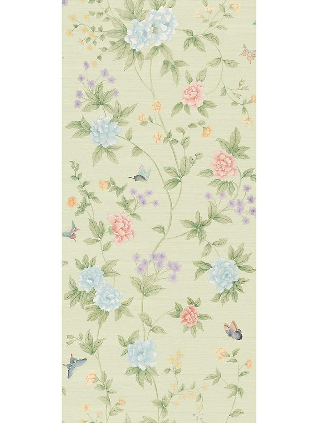 Scalamandre Luoyang Garden Sisal Mint Garden Wallpaper