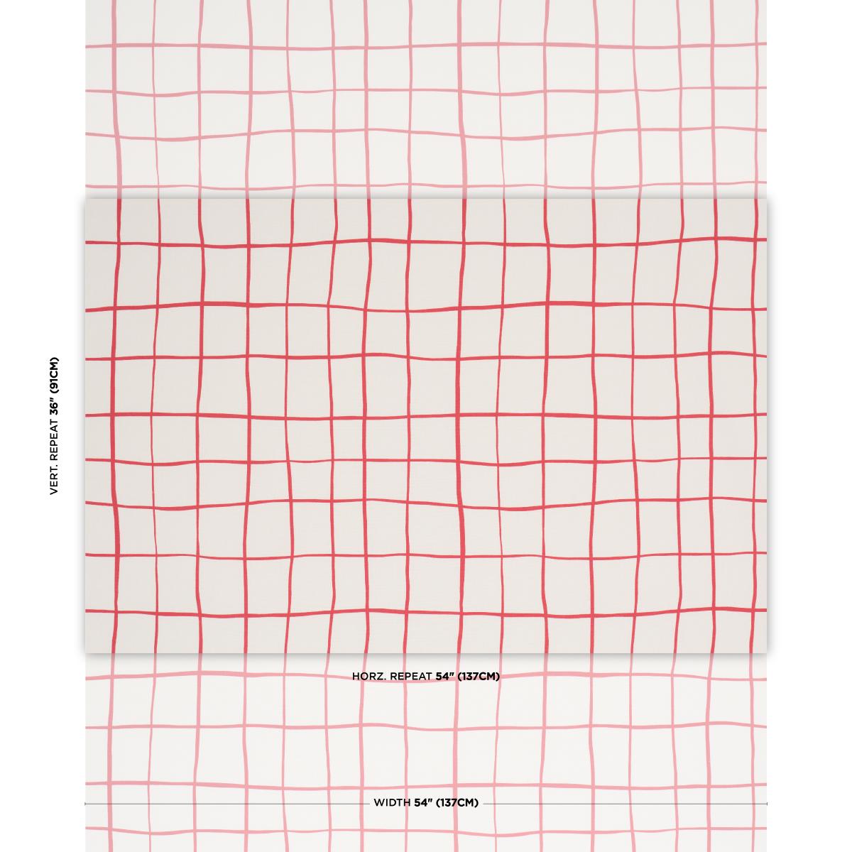 Schumacher Painterly Windowpane Red Fabric