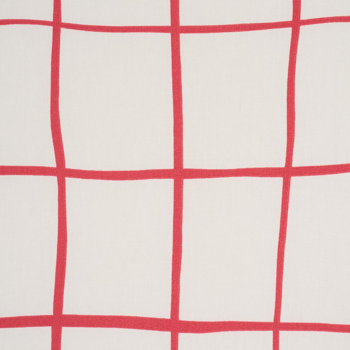 Schumacher Painterly Windowpane Red Fabric