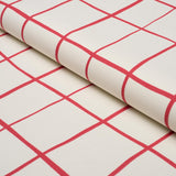 Schumacher Painterly Windowpane Red Fabric