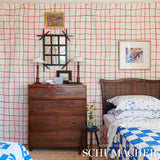 Schumacher Painterly Windowpane Red Fabric