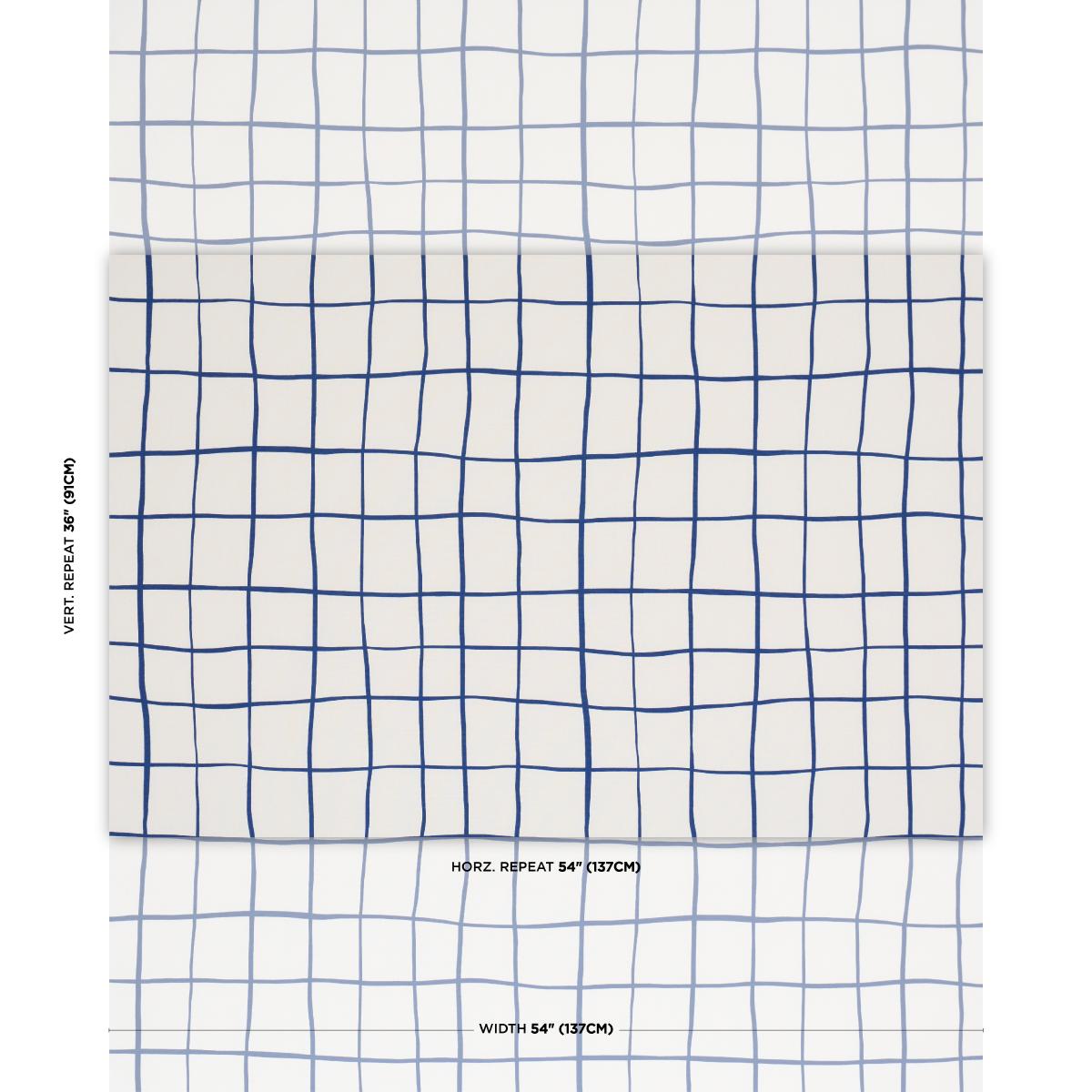 Schumacher Painterly Windowpane Navy Fabric
