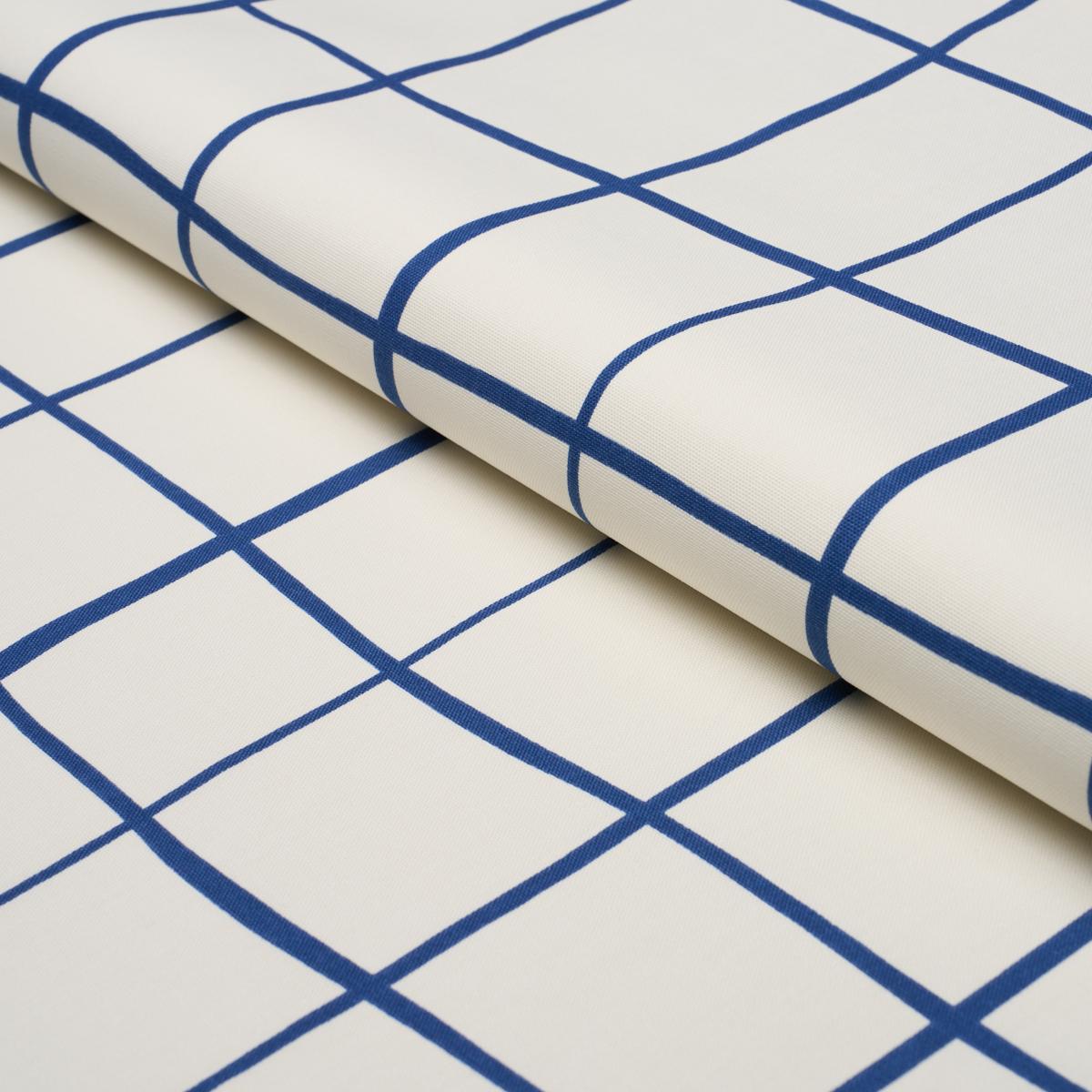Schumacher Painterly Windowpane Navy Fabric