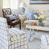 Schumacher Painterly Windowpane Navy Fabric