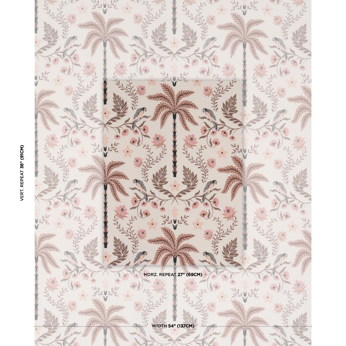 Schumacher Island Palm Indoor/Outdoor Peach & Brown Fabric