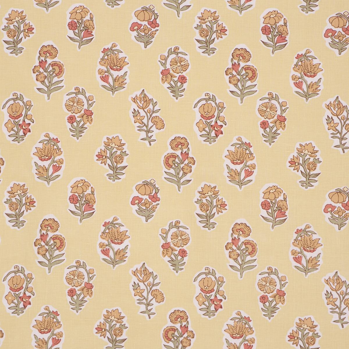 Schumacher Anessa Hand-Screen Print Yellow Fabric