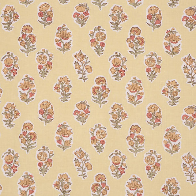 Schumacher Anessa Hand-Screen Print Yellow Fabric