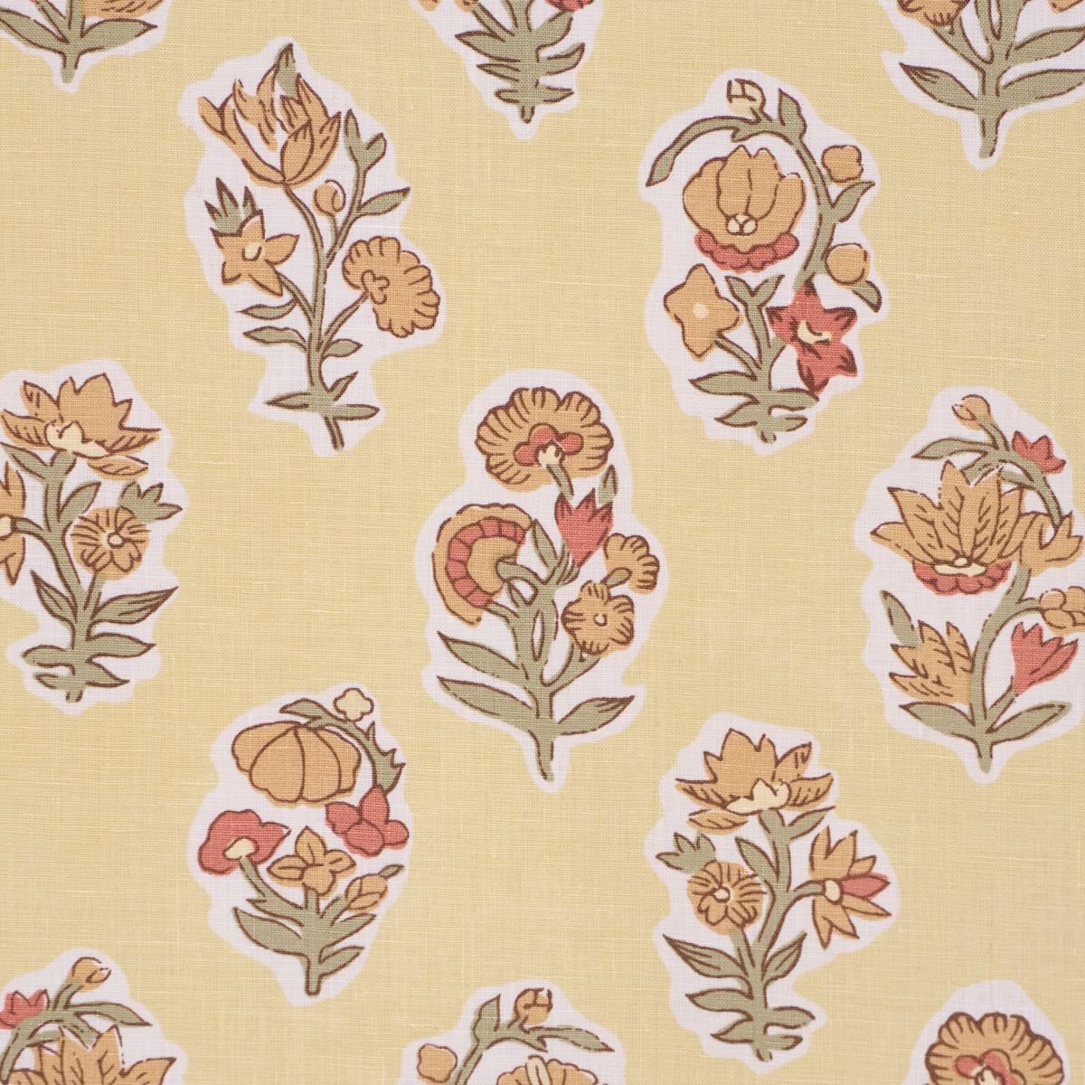 Schumacher Anessa Hand-Screen Print Yellow Fabric