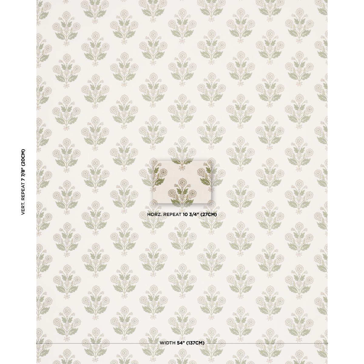 Schumacher Dalila Hand-Screen Print Green Fabric