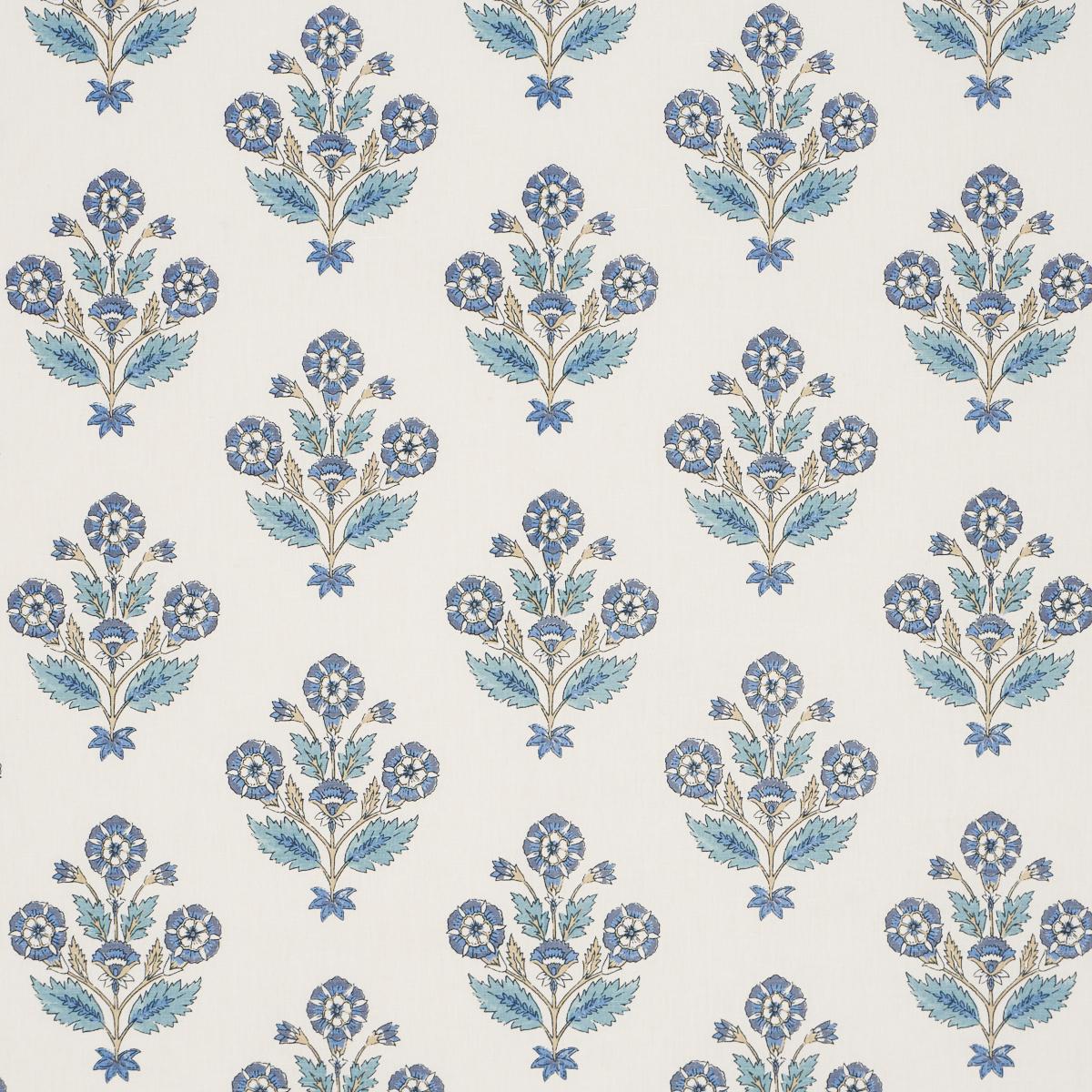 Schumacher Dalila Hand-Screen Print Blue Fabric