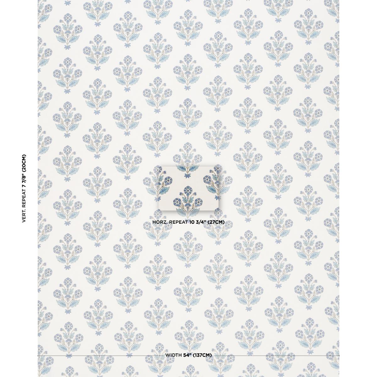 Schumacher Dalila Hand-Screen Print Blue Fabric