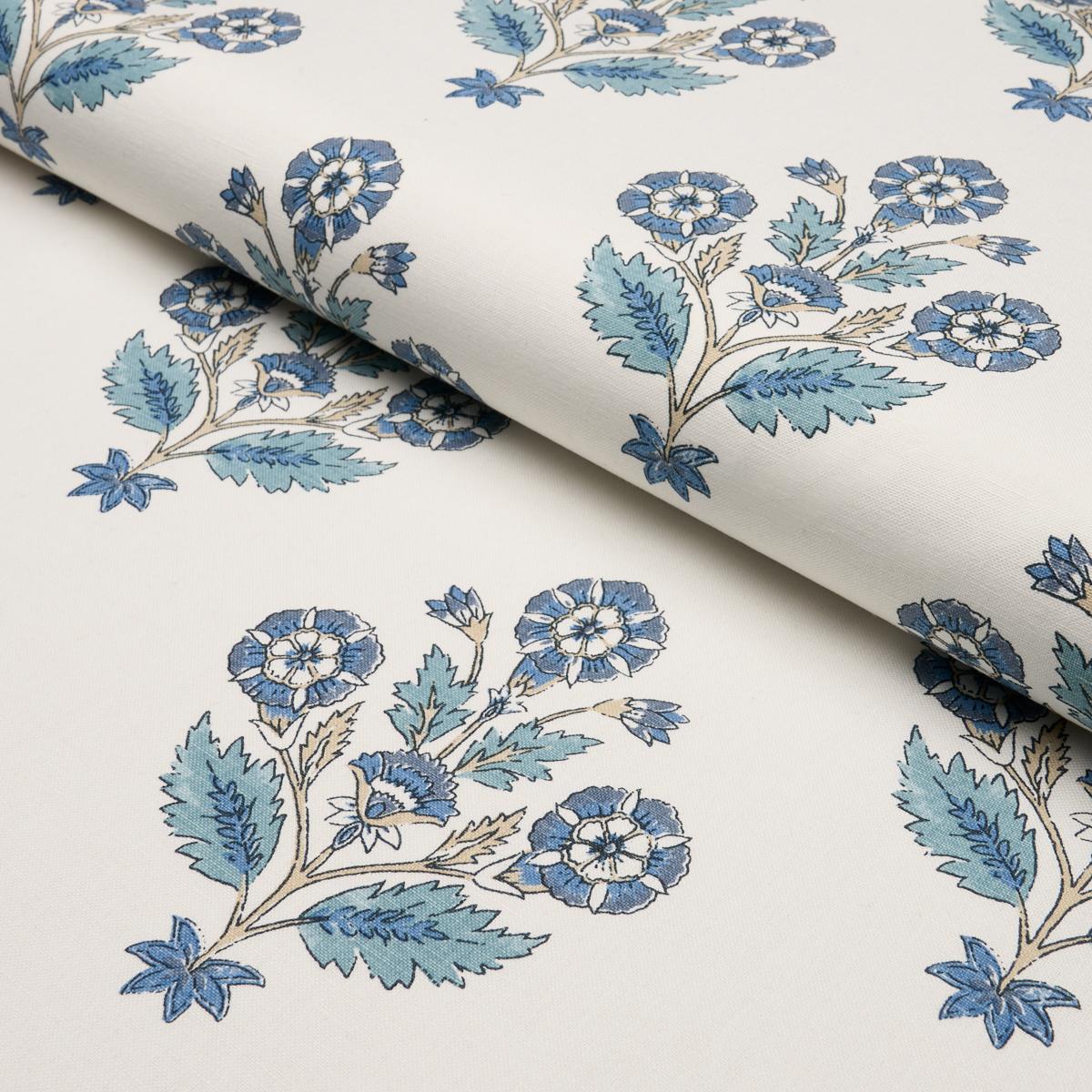 Schumacher Dalila Hand-Screen Print Blue Fabric