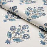Schumacher Dalila Hand-Screen Print Blue Fabric