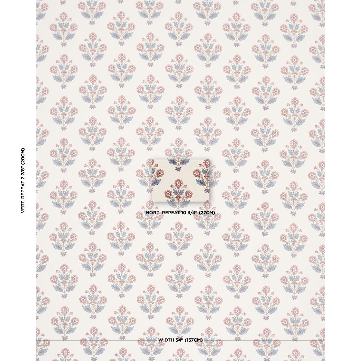 Schumacher Dalila Hand-Screen Print Red & Blue Fabric