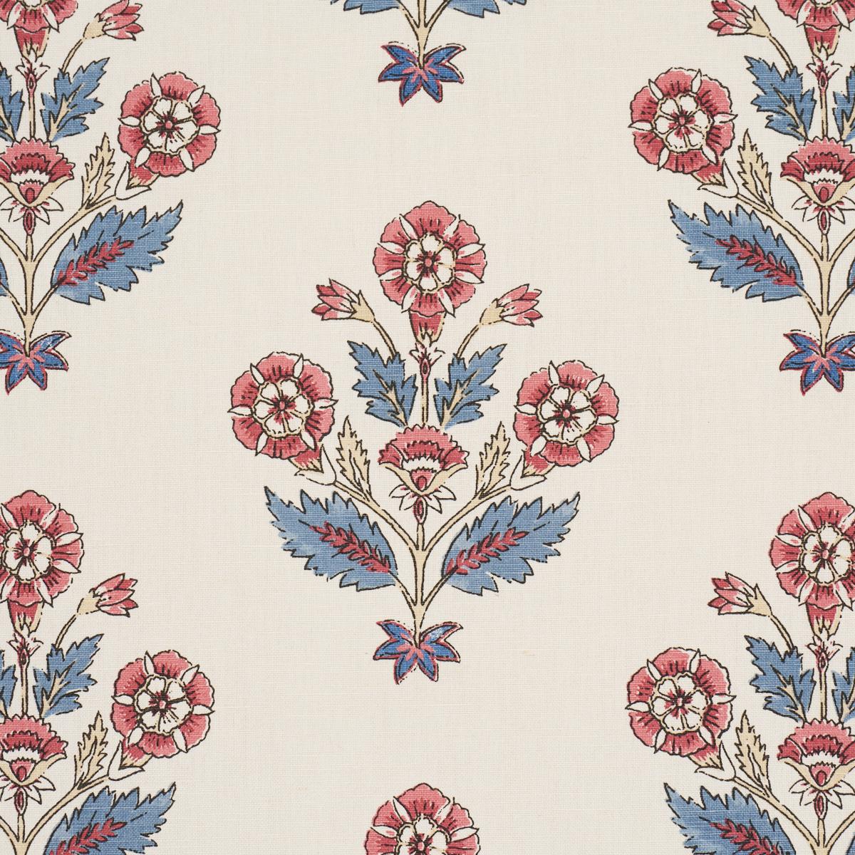 Schumacher Dalila Hand-Screen Print Red & Blue Fabric