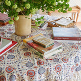 Schumacher Athena Hand-Screen Print Red & Blue Fabric