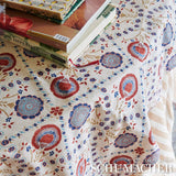 Schumacher Athena Hand-Screen Print Red & Blue Fabric