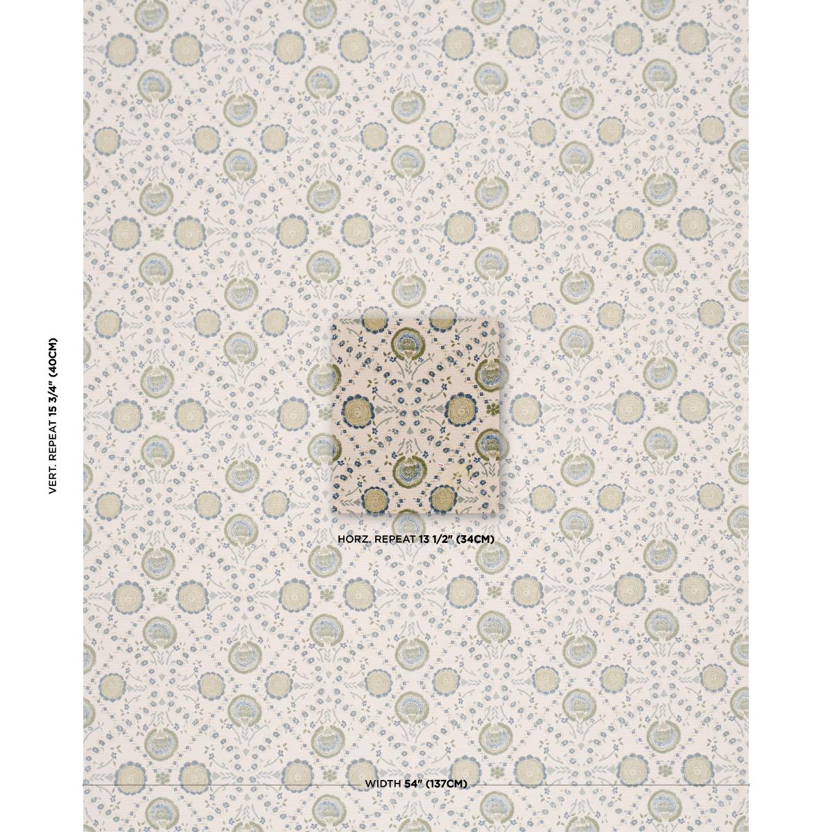 Schumacher Athena Hand-Screen Print Green Fabric