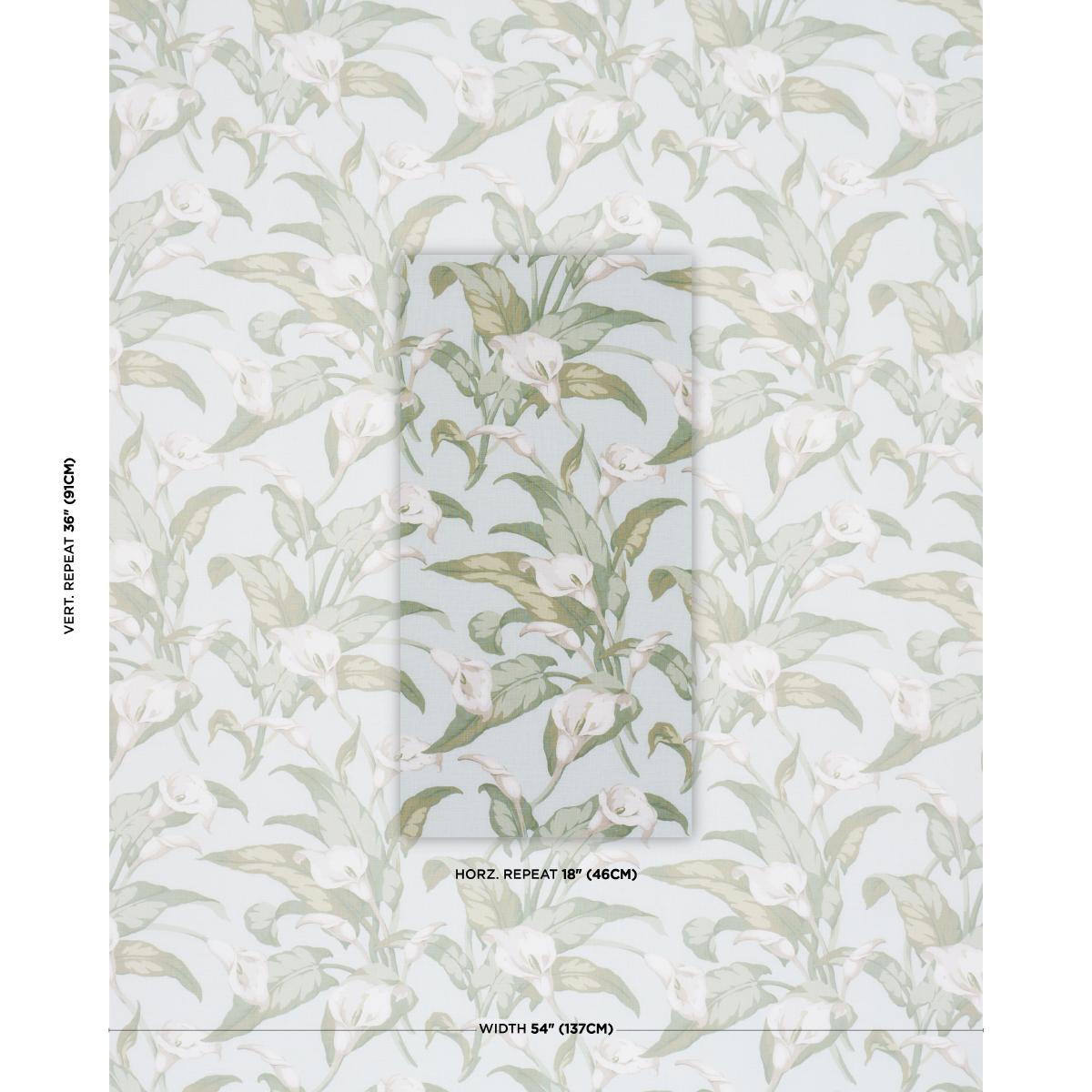 Schumacher Arum Lilies Aqua Fabric