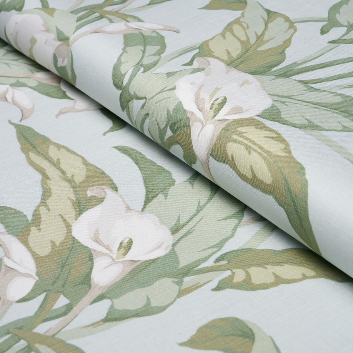 Schumacher Arum Lilies Aqua Fabric