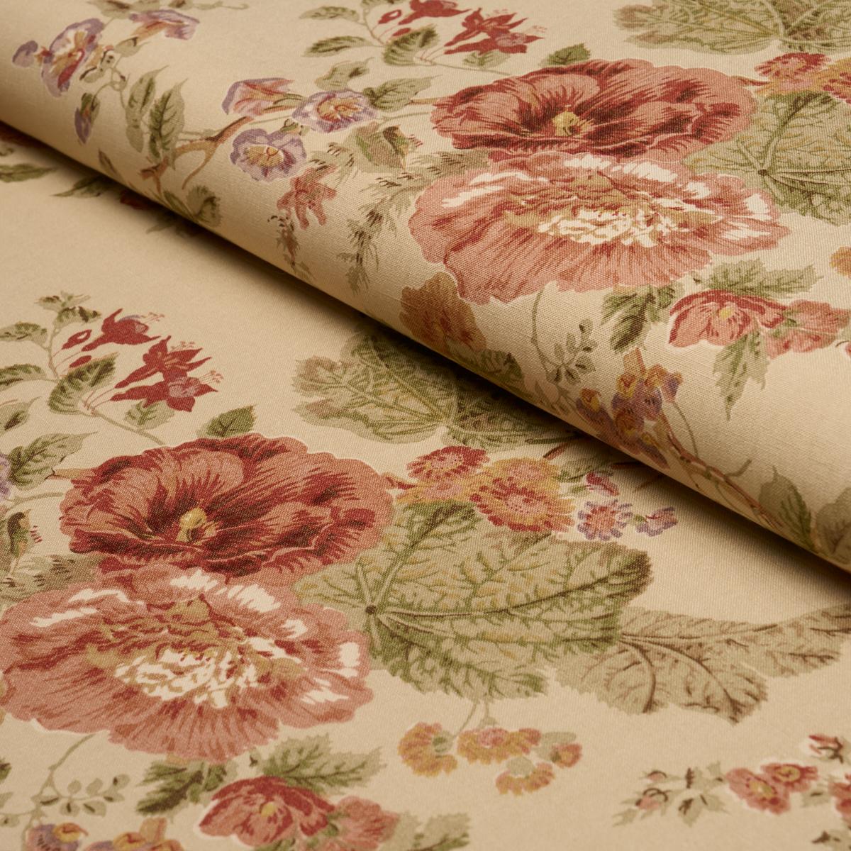 Schumacher Midsummer Hollyhock Beige Fabric