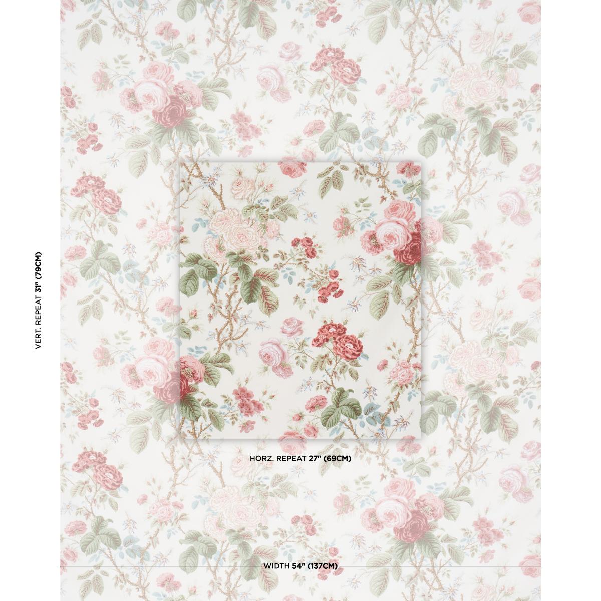 Schumacher She Walks In Beauty Chintz Rose Fabric