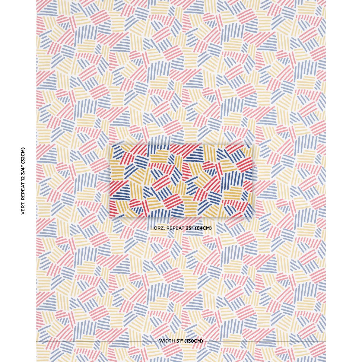 Schumacher Hatchmark Hand Print Primary Fabric