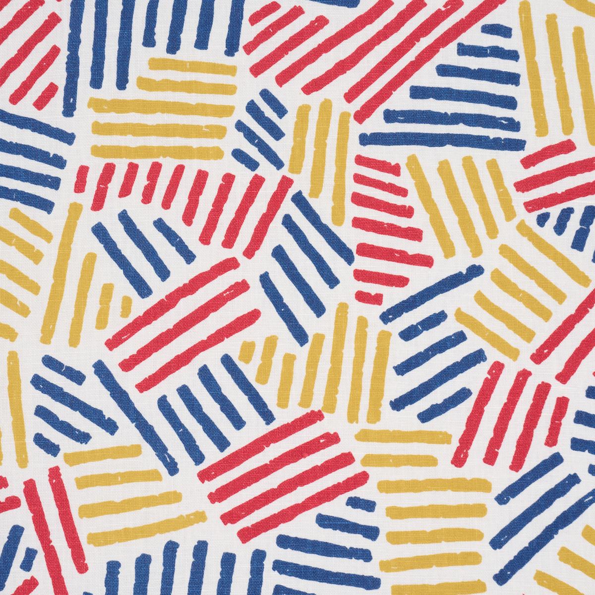 Schumacher Hatchmark Hand Print Primary Fabric