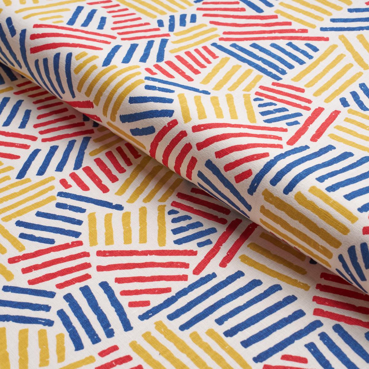 Schumacher Hatchmark Hand Print Primary Fabric