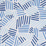 Schumacher Hatchmark Hand Print Blues Fabric