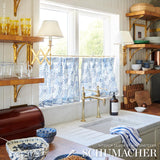 Schumacher Hatchmark Hand Print Blues Fabric