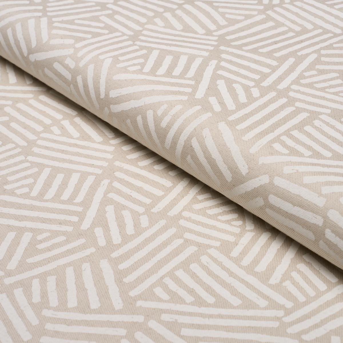 Schumacher Hatchmark Hand Print Natural Fabric