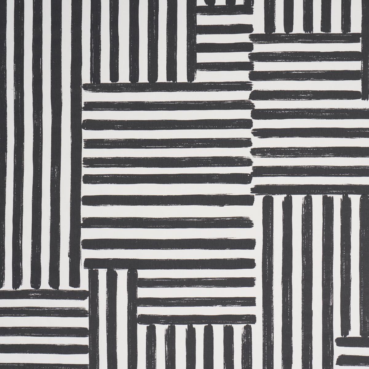 Schumacher Parson'S Stripe Hand Print Carbon Fabric