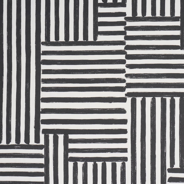 Schumacher Parson'S Stripe Hand Print Carbon Fabric