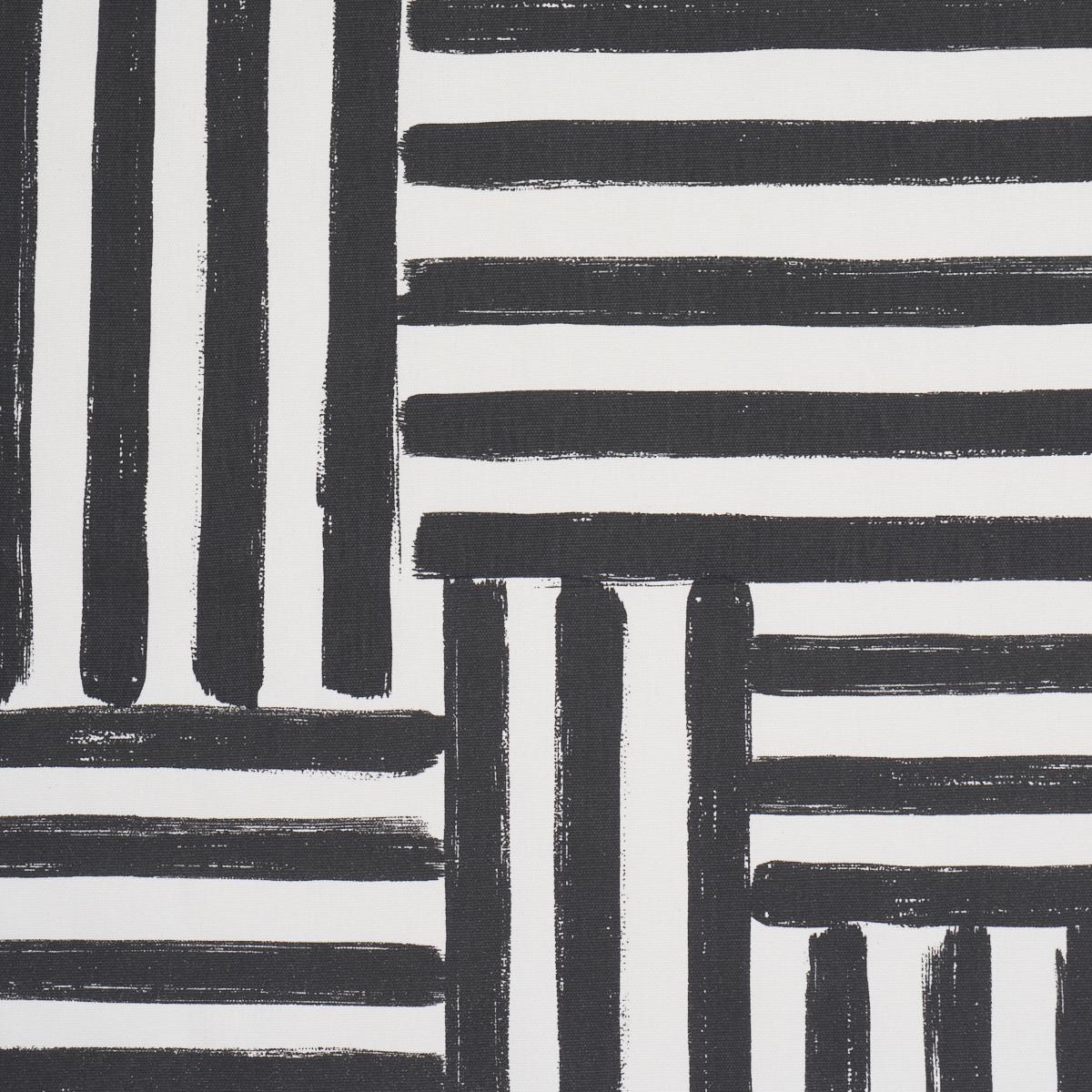 Schumacher Parson'S Stripe Hand Print Carbon Fabric