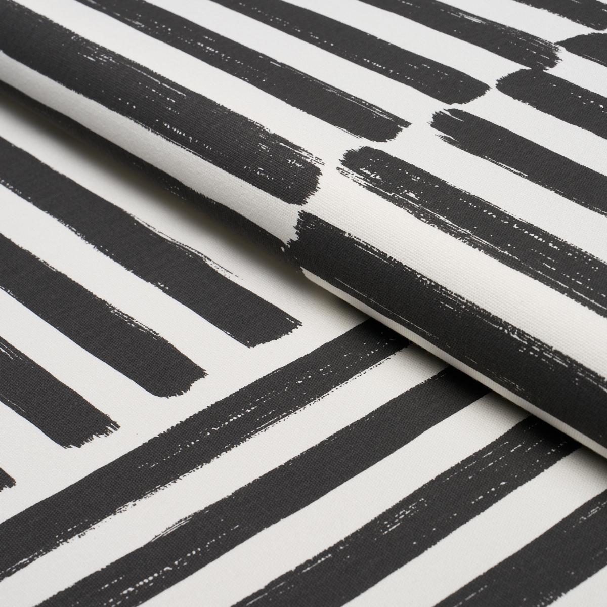 Schumacher Parson'S Stripe Hand Print Carbon Fabric